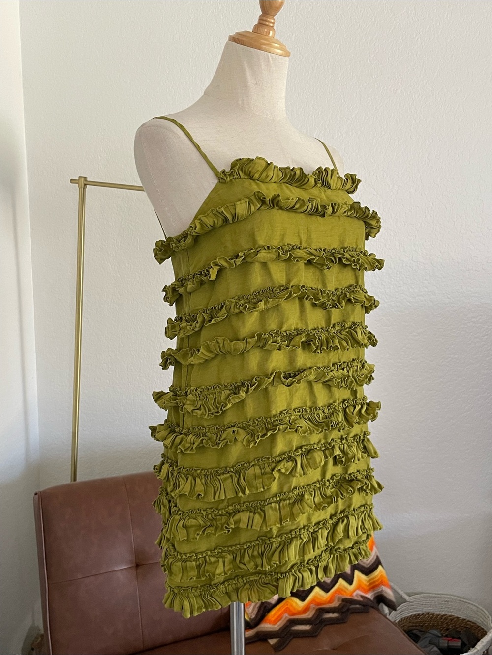 Editions Sezane Princia Ruffle Tier Linen Silk Dress - Picture 4 of 9